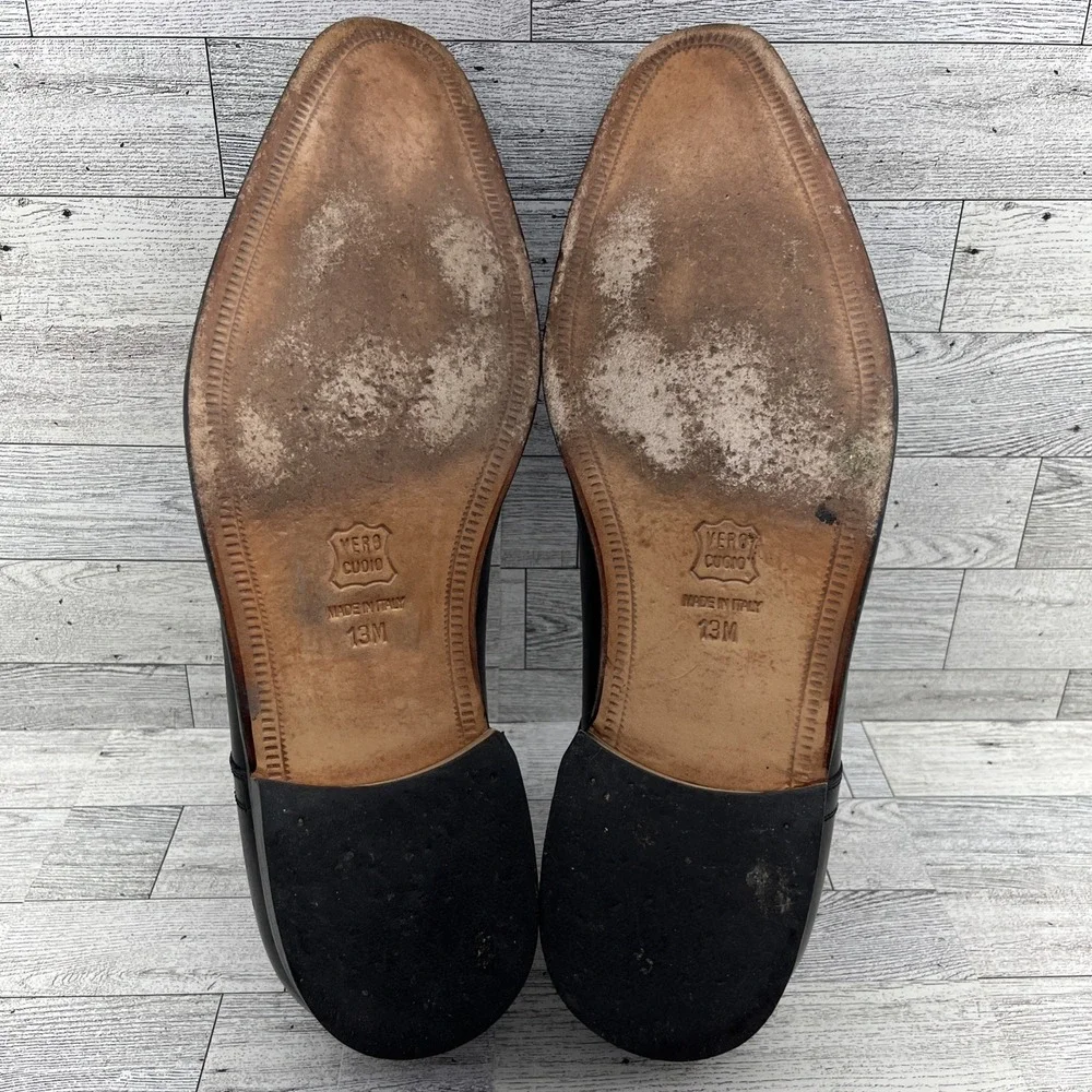 John W Nordstrom Black Leather Dress Shoes‎ Made In Italy Men Size 13M